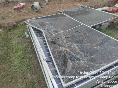 Storm Affected Stock of Solar PV Module -610WP~523 pcs. Panels (187 nos. Total Damaged, 336 Nos Frame damage/Cracks etc), 75 Purlins damaged)